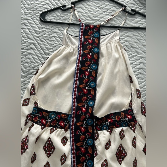 Solemio Cream and Blue Boho Mini Dress - Picture 8 of 13